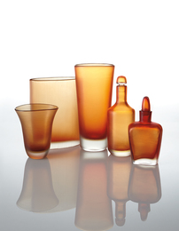 Three vases and two decanters