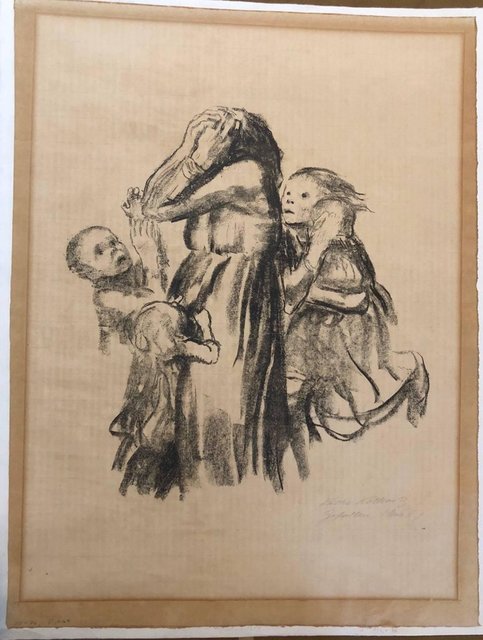Käthe Kollwitz, ‘Killed in Action 'Gefallen' Grieving Family Original Lithograph’, 1920-1929, Print, Lithograph, Lions Gallery
