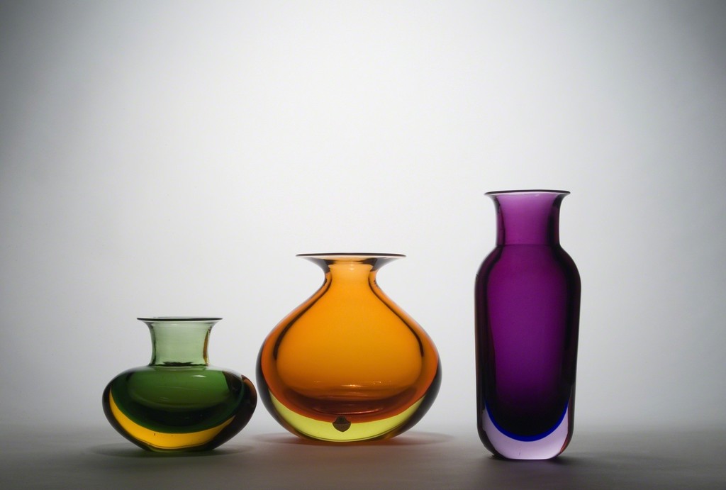 "Sommerso" vases, , circa 1960 and 1961.
Flavio Poli (1900-1984) for Seguso Vetri D'Arte, Murano (IT). "Sommerso" vases, , circa 1960 and 1961.
Flavio Poli (1900-1984) for Seguso Vetri D'Arte, Murano (IT).