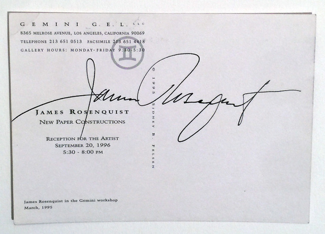 James Rosenquist, ‘James Rosenquist GEMINI GEL Postcard, signed’, 1996, David Lawrence Gallery
