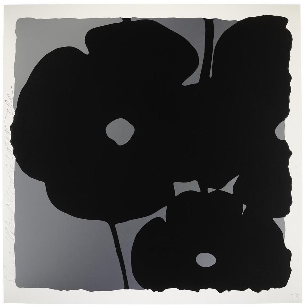 Donald Sultan - Silver and Black, Nov 6, 2015, from Reversal Poppies
