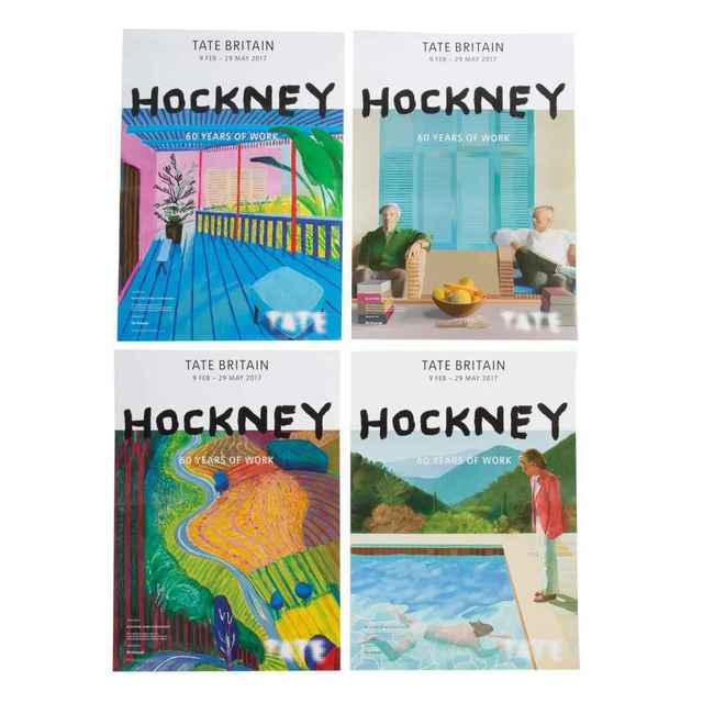 David Hockney, ‘Hockney Retrospective Posters (4)’, Unknown, Print, Exhibit Poster, Leviton Fine Art