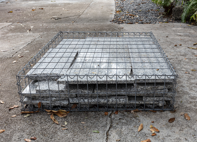 Tom Scicluna, ‘33138’, 2021, Sculpture, Gabion cage and granite countertop, Nina Johnson