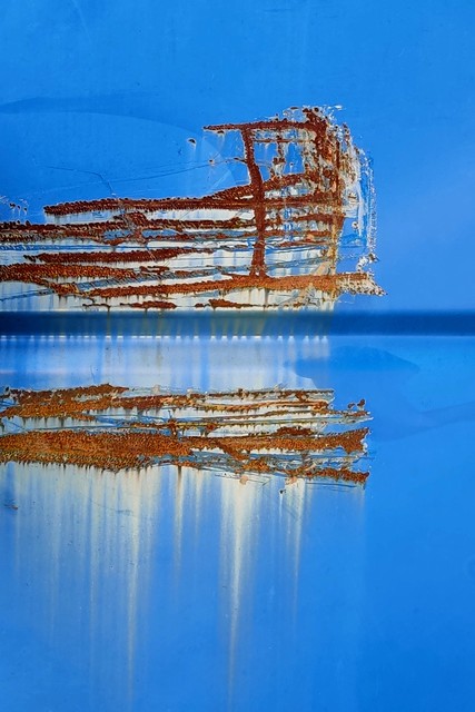 Gale Myers, ‘Blue Dumpster Detail’, 2020, Photography, Photo printed on archival velvet paper, Springfield Art Association