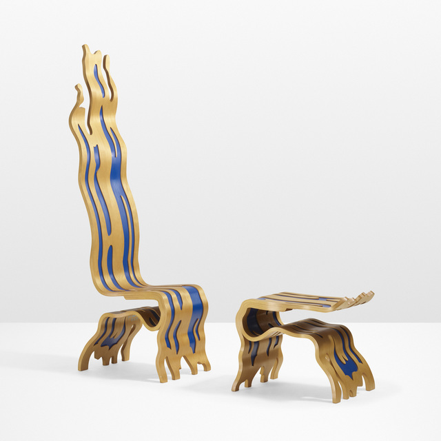 Roy Lichtenstein, ‘Brushstroke Chair and Ottoman’, 1986-1988, Design/Decorative Art, Laminated and lacquered white birch plywood, Rago/Wright
