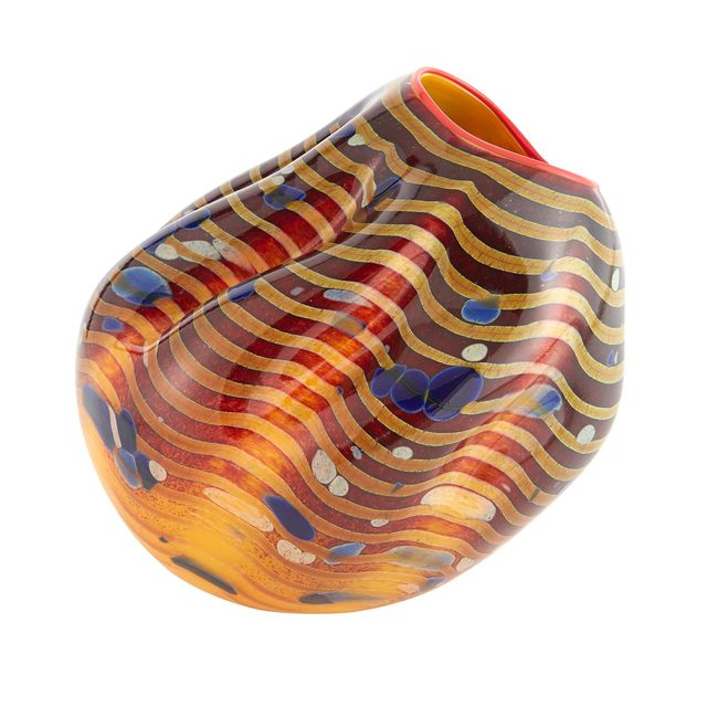 ‘Dale Chihuly Cinnamon Macchia Glass Basket with Red Lip Wrap’, Design/Decorative Art, Doyle