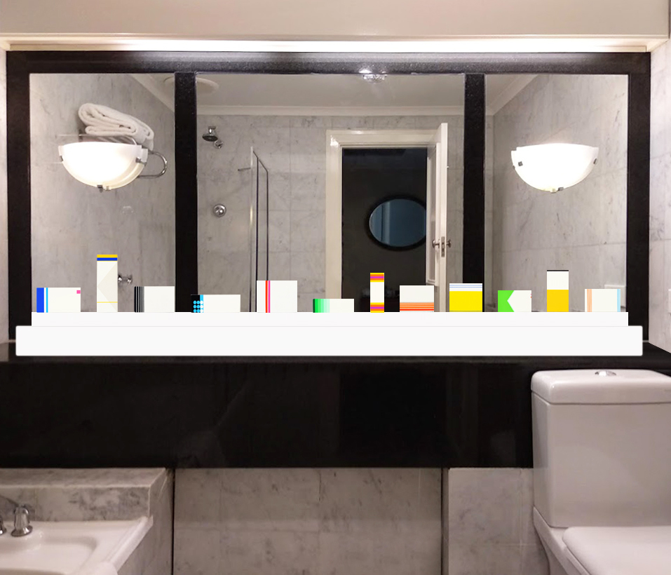 Installation view of Peter Atkins 'Medicine Bathroom', 2012-2018 Installation view of Peter Atkins 'Medicine Bathroom', 2012-2018