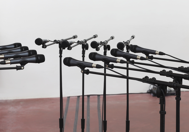 Naama Tsabar, ‘Barricade #2’, 2016, Installation, 12 microphones and microphone stands with matching audio equipment, Dvir Gallery