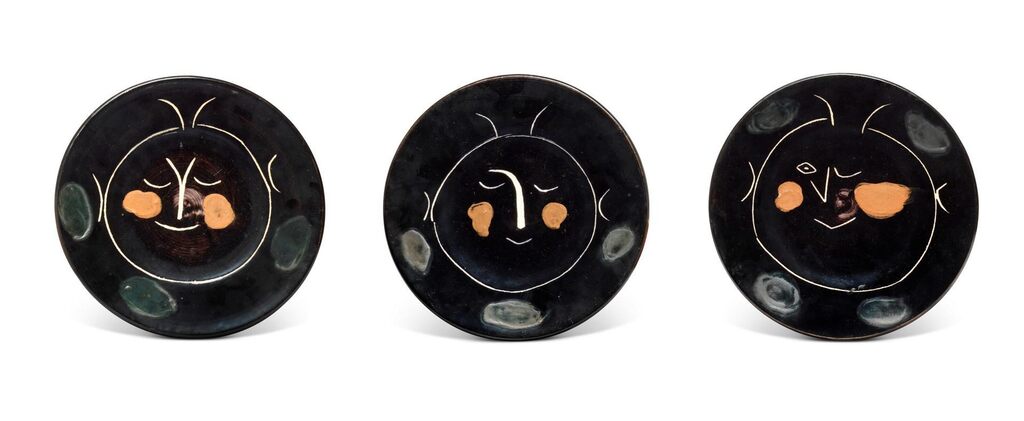 Pablo Picasso - Ensemble de trois assiettes du service visage noir (A.R. 36, 42 et 46)