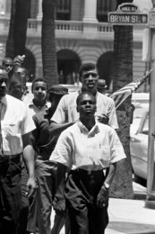 17 year-old Benjamin Van Clark leads Beach High School students in civil rights march in Savannah, GA.