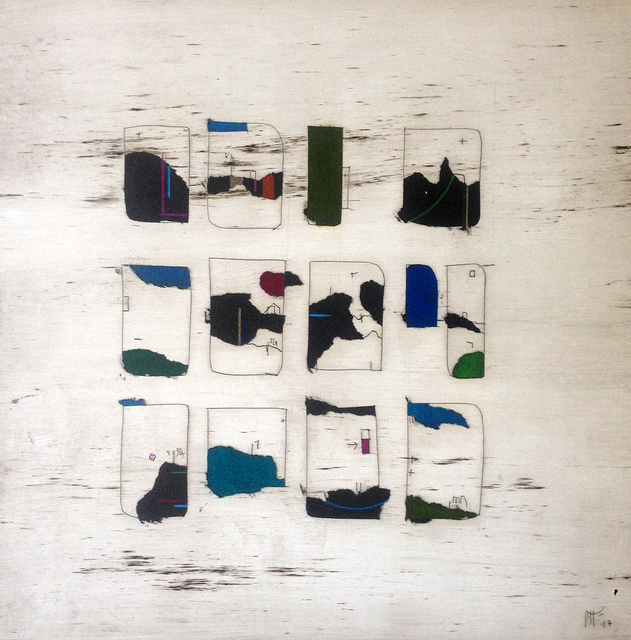 Manu vb Tintoré, ‘Joc de cartes 7’, 2017, Drawing, Collage or other Work on Paper, Enamel and colored pencil on engraved paper, N2 Galería