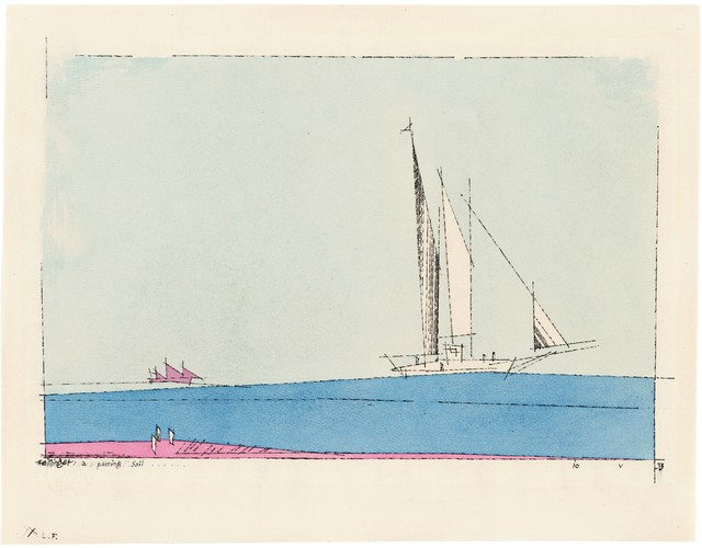 Lyonel Feininger, ‘a passing Sail’, 1933, Drawing, Collage or other Work on Paper, Watercolour and Indian ink on handmade paper, Ludorff