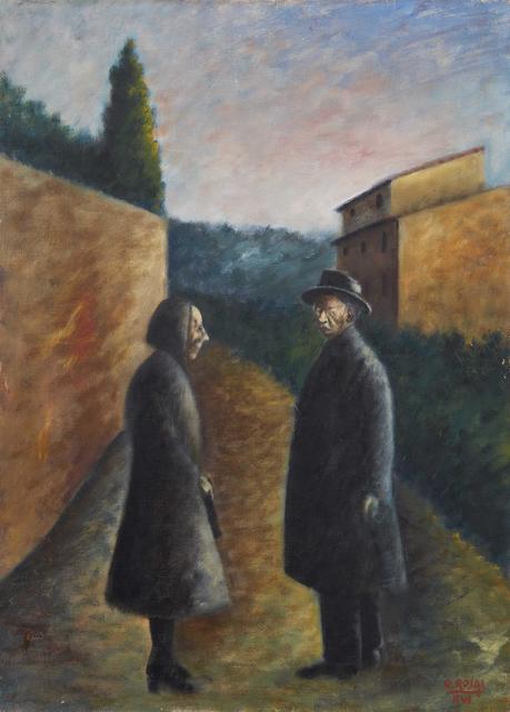 Ottone Rosai, ‘The meeting’, executed in 1938, Painting, Oil on canvas, Pandolfini