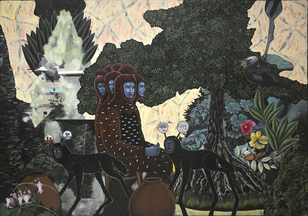 Rodel Tapaya, "Eight Headed Monster and the Tree of Life", Acrylic on Canvas, 244 x 335 cm, 2018. Rodel Tapaya, "Eight Headed Monster and the Tree of Life", Acrylic on Canvas, 244 x 335 cm, 2018.