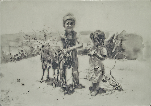 Hung Liu 刘虹, ‘Companions II 2/3’, Print, Mixed media and resin on panel, Gail Severn Gallery