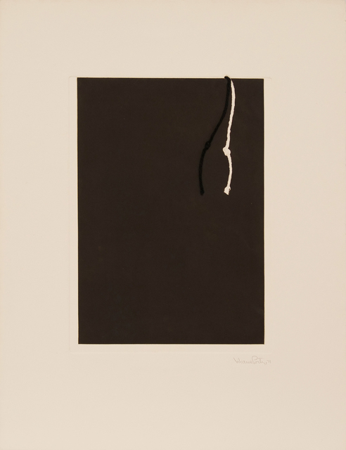 Liliana Porter, ‘Black (string with knot)’, 1971, Drawing, Collage or other Work on Paper, Aquatint and string on paper, Hosfelt Gallery