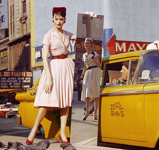 William Klein, ‘Anne + Isabella + Mirror + Taxi, Broadway & 46th Street, New York’, 1959, Howard Greenberg Gallery