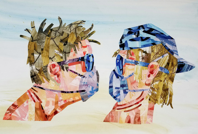 J. D. Perkin, ‘Head vs Head Redux’, 2018, Drawing, Collage or other Work on Paper, Mixed media collage, acrylic and ink on paper, Russo Lee Gallery
