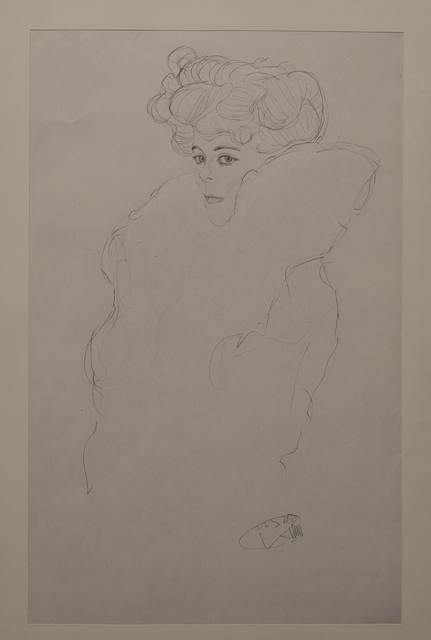 Gustav Klimt, ‘Portrait Sketch: Lady with Boa (Red and White Tinted) - Niyoda Paper’, 1919, White Cross