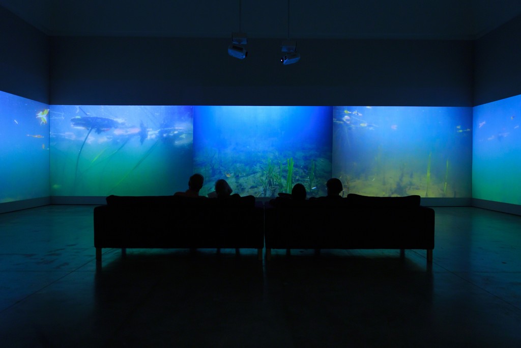 Installation view of Mark Fox, Giverny: Journal of an Unseen Garden (2010-2015) at Norton Museum of Art. Five channel video installation, edition 1 of 6. Photography by Tom Tracy. Installation view of Mark Fox, Giverny: Journal of an Unseen Garden (2010-2015) at Norton Museum of Art. Five channel video installation, edition 1 of 6. Photography by Tom Tracy.