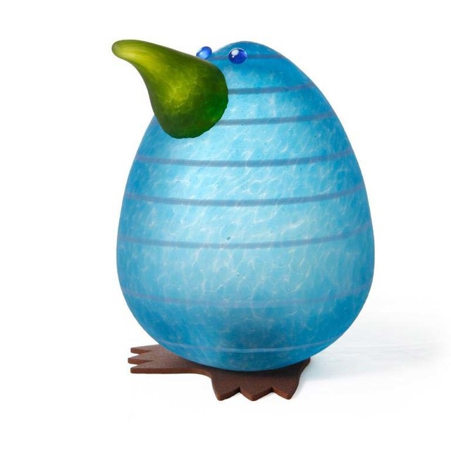 Borowski Glass Kiwi Egg Paperweight 240292 in Blue