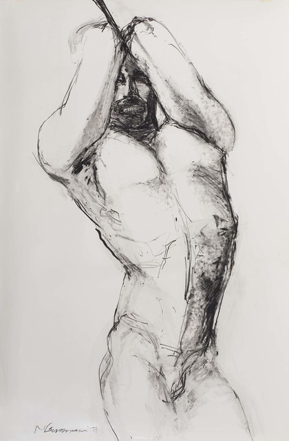 Nancy Grossman, ‘Untitled’, 1973, Drawing, Collage or other Work on Paper, Lithography crayon on coated paper, Michael Rosenfeld Gallery