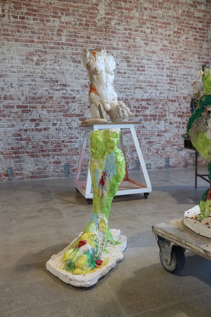 Meghan Smythe, ‘The Amulet (& three fragments of a belt)’, 2018, Sculpture, Ceramic, Glaze, plasticine, resin, steel, plexiglass, stone, clay, Mark Moore Fine Art