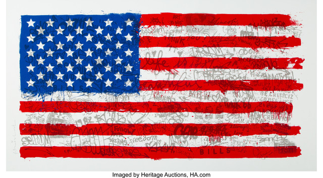 Mr. Brainwash, ‘American Flag’, 2016, Print, Screenprint in colors on hand torn paper, Heritage Auctions