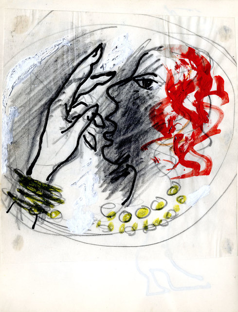John Piper, ‘Lady with Auburn Hair (Study for Platter)’, ca. 1971, Drawing, Collage or other Work on Paper, Mixed media on paper, Goldmark Gallery