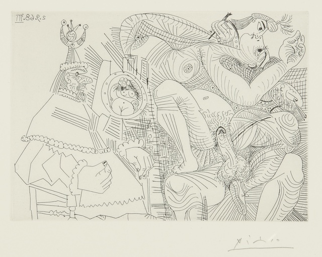 Pablo Picasso, ‘Raphaël et la Fornarina. XII: Le Pape est bouche bée dans son fauteuil (B. 1787; Ba. 1804)’, 1968, Sotheby's