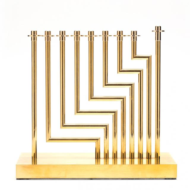 Yaacov Agam, ‘Levels Menorah’, 1966, Sculpture, Gold-Plated Bronze Kinetic Sculpture, RoGallery