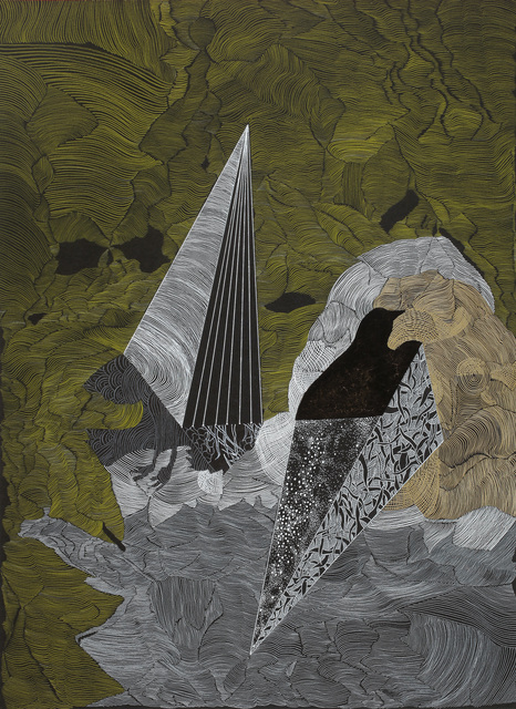 Kirsten Furlong, ‘Night Passages: Flat Water’, 2019, Drawing, Collage or other Work on Paper, Acrylic, ink, collage, and colored pencil on paper, Olson Larsen Gallery