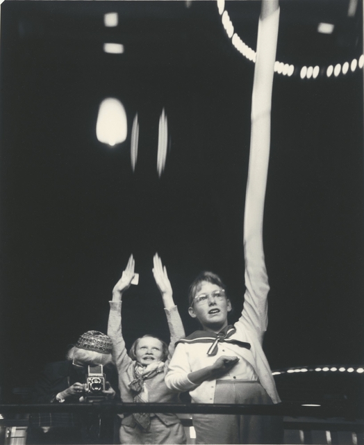 Imogen Cunningham, ‘Self-Portrait with Grandchildren in Funhouse’, 1955, Photography, Gelatin silver print, J. Paul Getty Museum