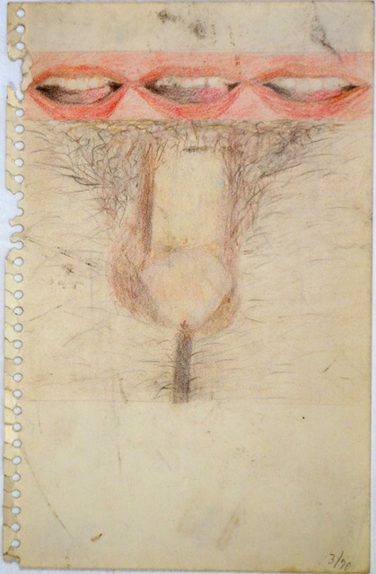 Betty Tompkins, ‘Mouth/Mouth/Mouth/Cock’, 1970, Drawing, Collage or other Work on Paper, Pencil on paper, Rodolphe Janssen