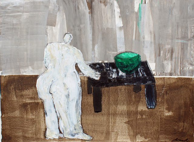 Laura Dargan, ‘Lady with Bowl’, Painting, Acrylic and charcoal on paper, framed, Miller Gallery Charleston