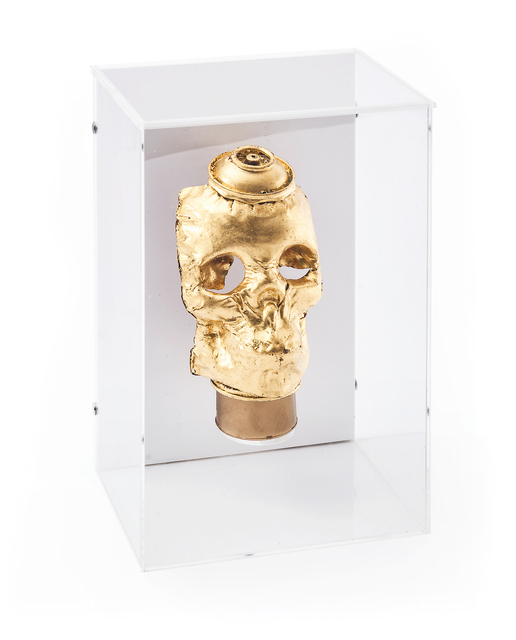 Beejoir, ‘Gold Skull’, 2008, Sculpture, Crushed aluminium spray can skull with applied gold leaf, Tate Ward Auctions