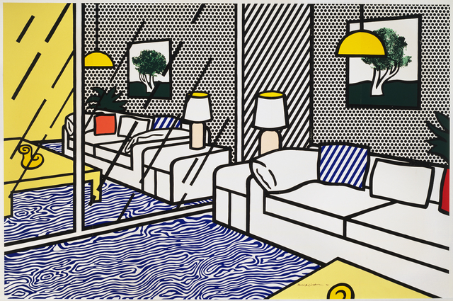 Roy Lichtenstein, ‘Wallpaper with Blue Floor Interior’, 1992, Print, Screenprint on Paper Technologies, Inc., Waterleaf paper in five panels, Andipa