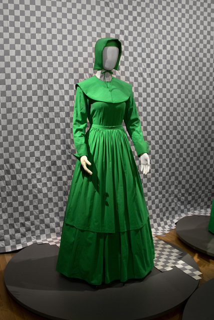 Stephanie Syjuco, ‘The Visible Invisible: Plymouth Pilgrim (Simplicity)’, 2018, Installation, Hand-sewn chroma key backdrop fabric (cotton muslin), silk, polyester, ribbon, hand crocheted lace, commercial lace, and dress forms, Catharine Clark Gallery