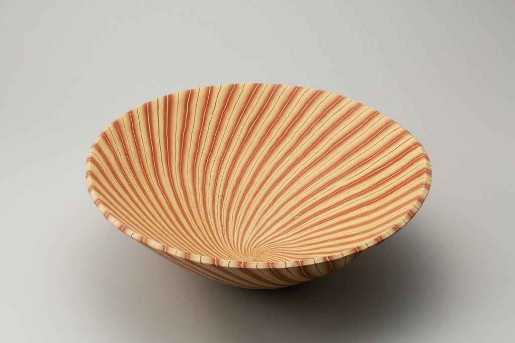 Mumyōi Neriage Large Bowl with Line Patterns, 2016; stoneware; h. 6 1/4 × dia. 17 3/8 in. (16 × 44 cm) Mumyōi Neriage Large Bowl with Line Patterns, 2016; stoneware; h. 6 1/4 × dia. 17 3/8 in. (16 × 44 cm)