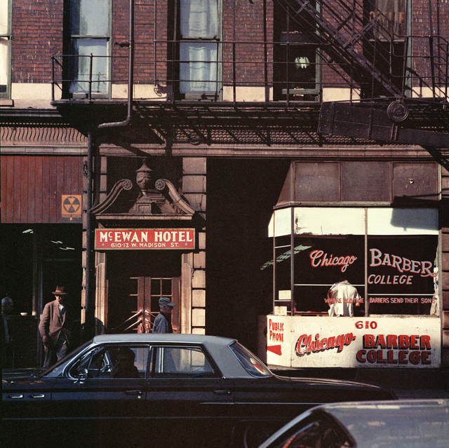 Mario Carnicelli, ‘Barber College, Chicago’, 1966, Photography, 2021 Super Chromogenic print, David Hill Gallery