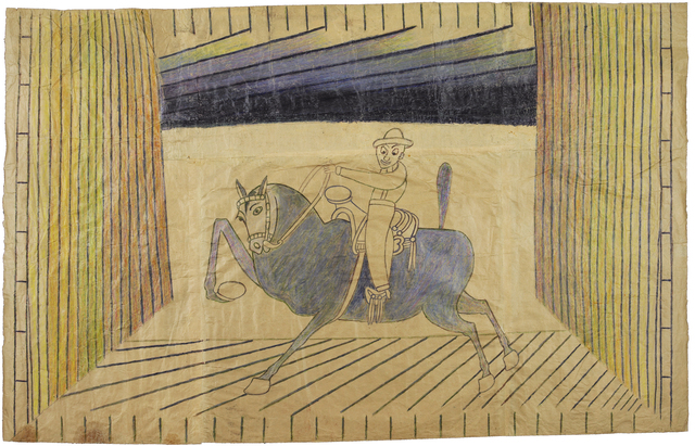 Martín Ramírez, ‘Untitled (Caballero on Blue Horse)’, c. 1952-55, Robert Berman Gallery