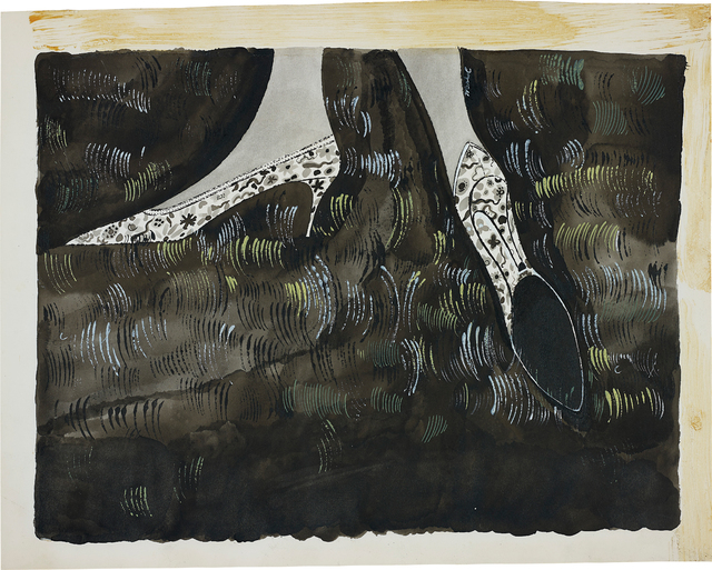 Andy Warhol, ‘Shoes’, 1948, Painting, Ink and acrylic on cardboard, Phillips