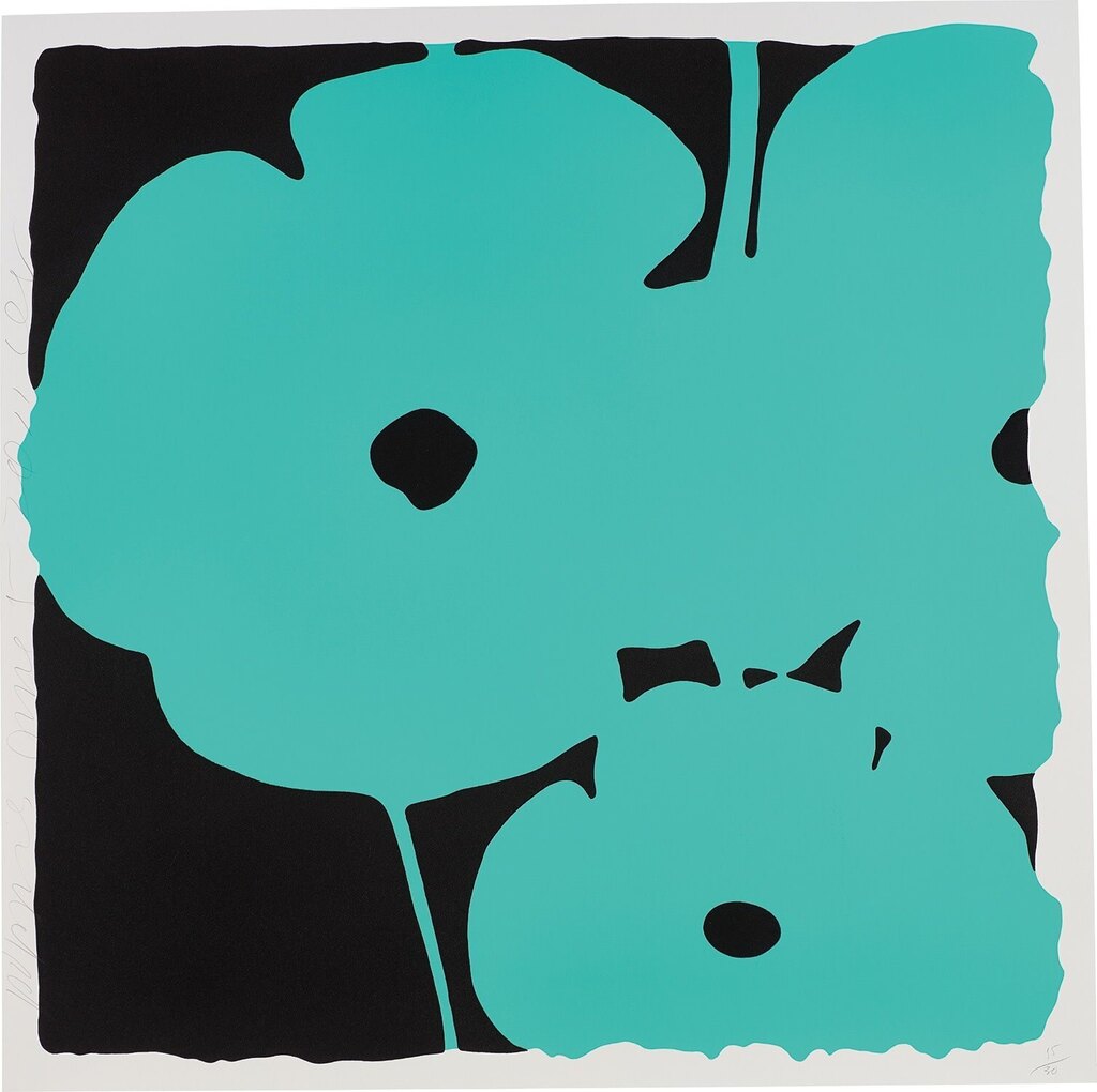 Donald Sultan - Poppies, June 5, 2011 (Aqua)