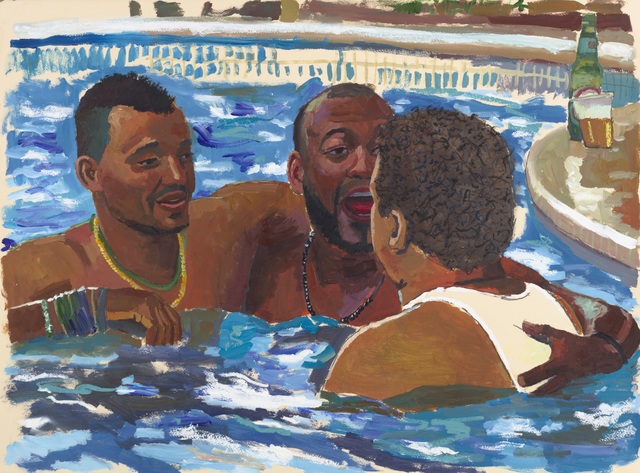 Raelis Vasquez, ‘ Primos en Agua’, 2020, Drawing, Collage or other Work on Paper, Acrylic, charcoal, and oil stick on paper, De Buck Gallery