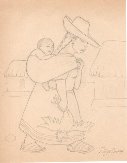 Diego Rivera, ‘Vendedora de pollo’, Drawing, Collage or other Work on Paper, Pencil on paper, Galerie AM PARK