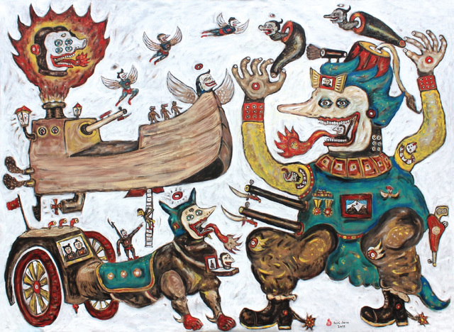 Heri Dono, ‘The Journey of the ship’s Odyssey’, 2018, Painting, Acrylic on canvas, The Columns Gallery