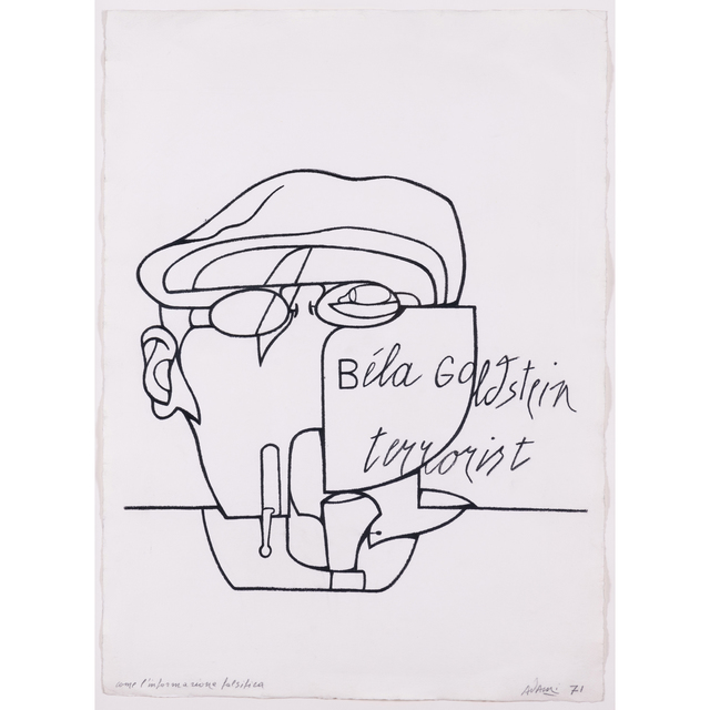 Valerio Adami, ‘Come l'informazione falsifica, Béla Goldstein terrorist’, 1971, PIASA