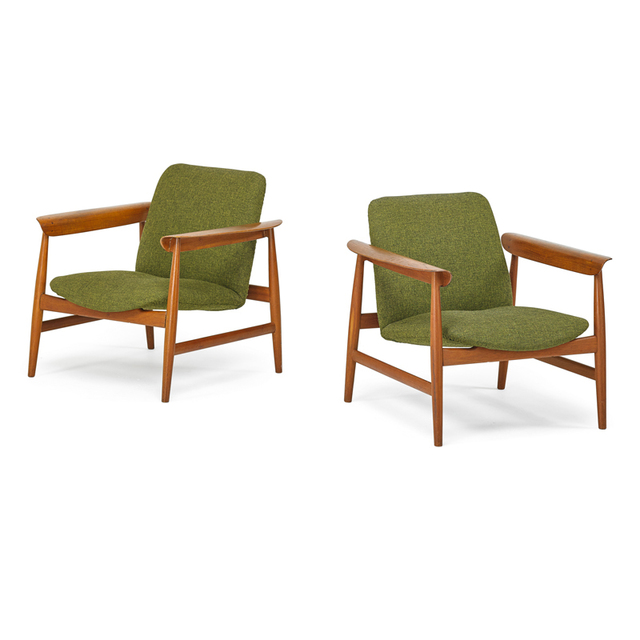 Finn Juhl, ‘Pair Of Lounge Chairs, Denmark’, 1950s, Rago/Wright