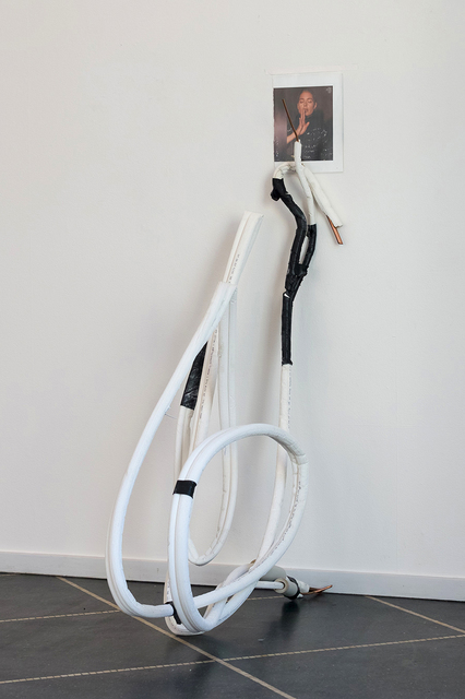 Nanna Abell, ‘Summoning’, 2018, Sculpture, Waterpipe, magazine page, plastic sheet, tape, Galleri Susanne Ottesen