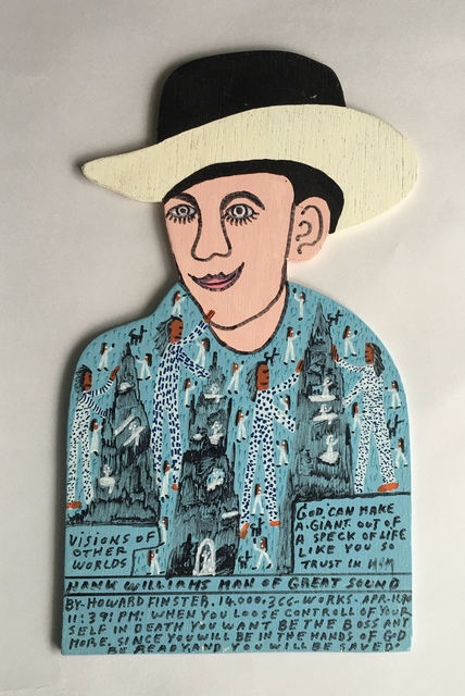 Howard Finster, ‘Hank Williams Man of Great Sound’, 1990, Painting, Enamel and acrylic on wood, Beatrice Wood Center for the Arts